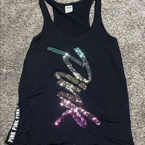 PINK Victoria's Secret Black Tank with Glitter Logo